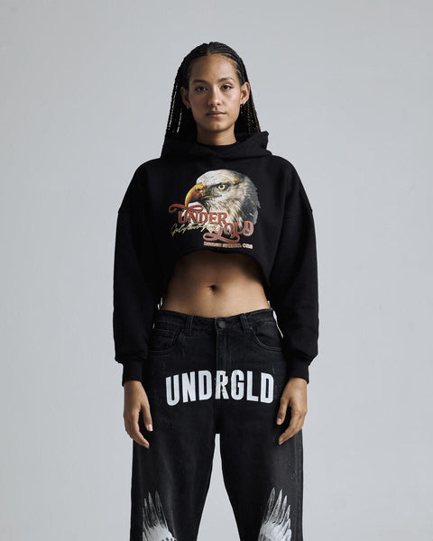 UNDERGOLD Golden Hills III Eagle Cropped Hoodie Black