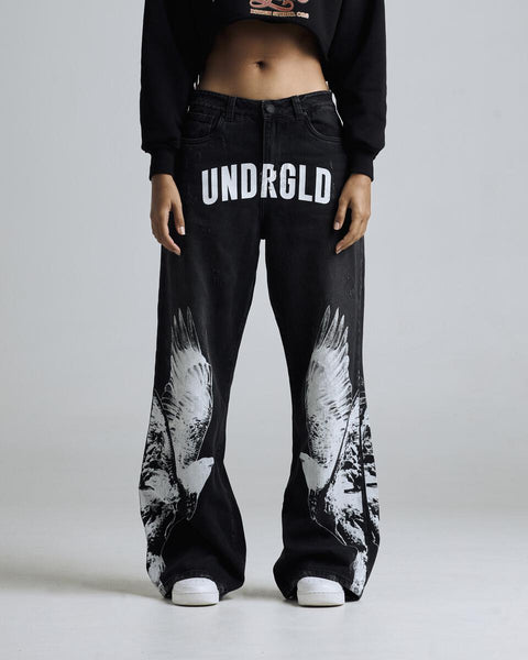 UNDERGOLD Golden Hills III Eagle Wide Jean Black WMNS