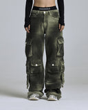 UNDERGOLD Multi-Pocket Cargo Jean Washed Green WMNS